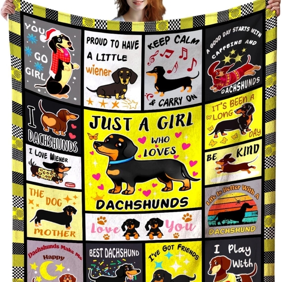 Dachshund Lover's Blanket - Black and Yellow - Picture 1 of 1